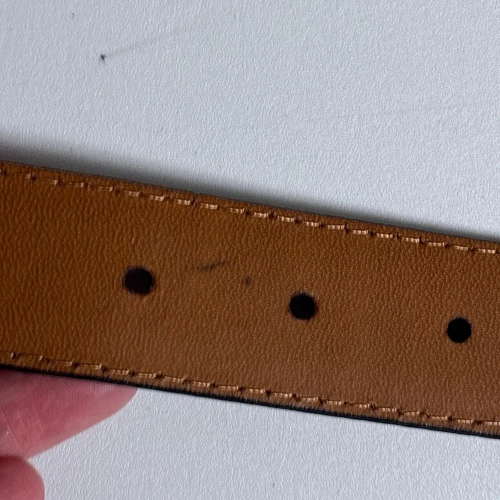 Jos A Bank Belt 38 Brown Leather Gold Buckle Classic Dress Business Casual